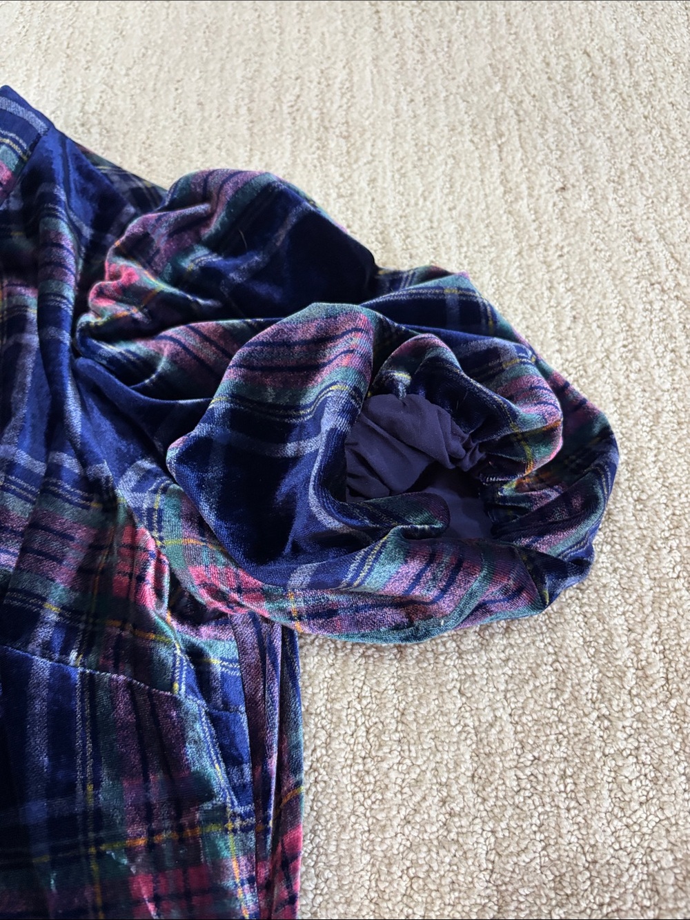 Boden Navy Plaid Velvet High Neck Midi Dress Size 4 EUC - Picture 7 of 12